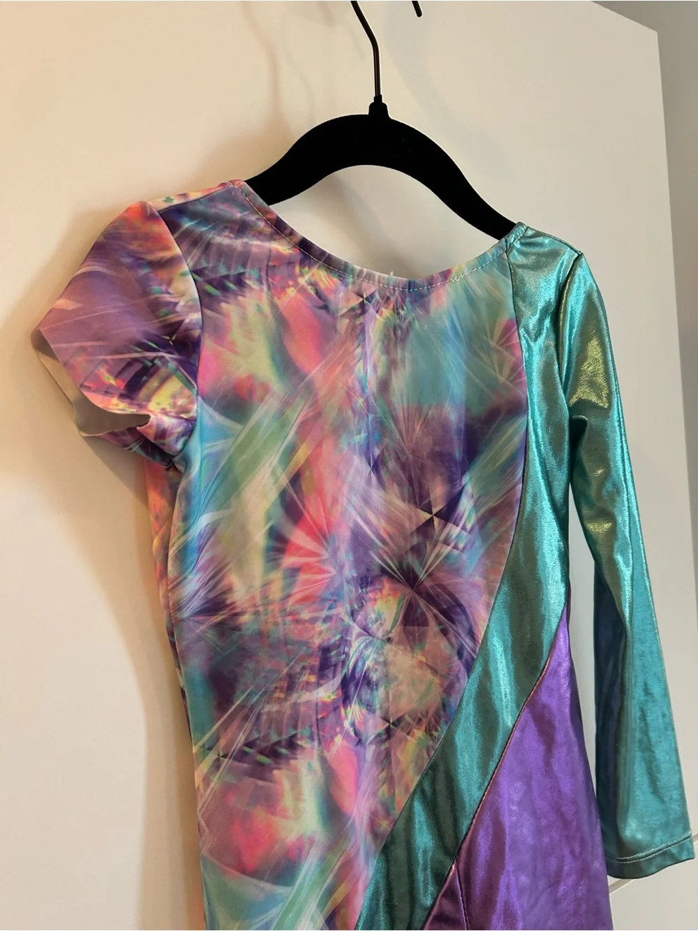 iEFiEL Shimmer Tie-Dye Metallic Girls' Gymnastics Dance Leotard - Teal & Purple